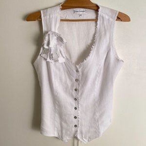 ANNE FONTAINE vintage white linen button down blouse